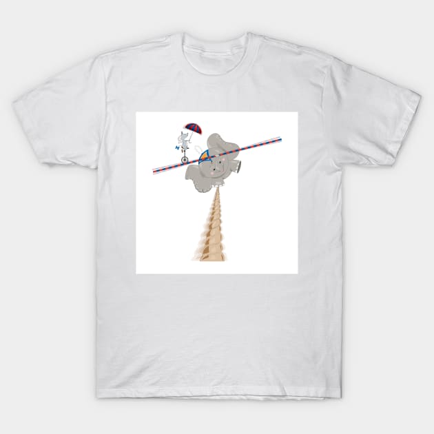 Elephant on the tightrope T-Shirt by RebecaZum